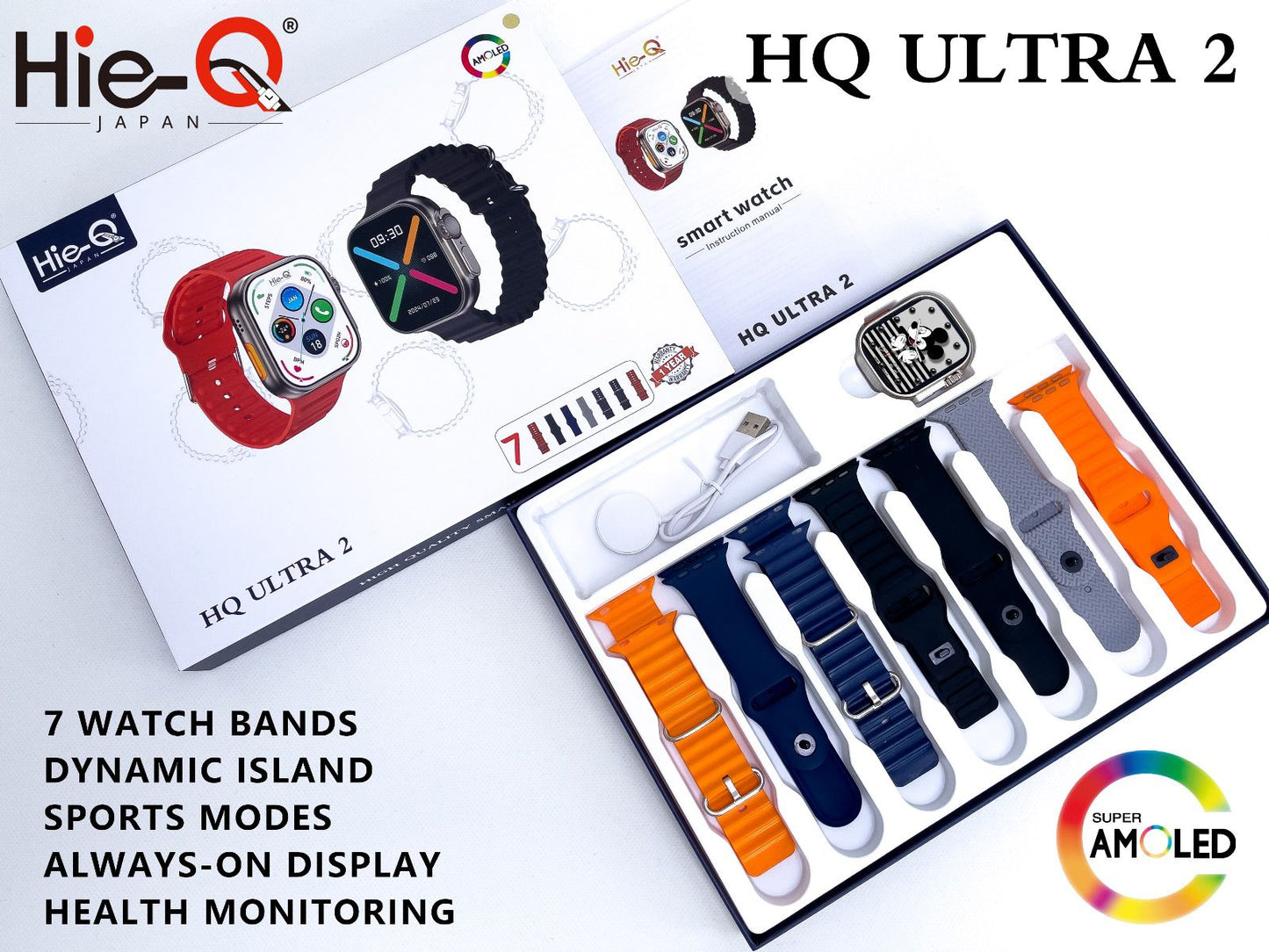 HQ-ULTRA 1 Smart Watch | Bluetooth Calling | Sports Modes | Always-On Display | Health Monitoring | 2 Straps Belt