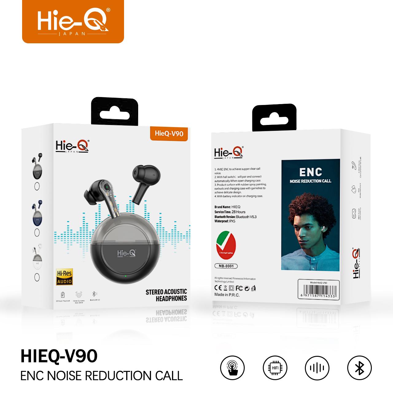 HIE-Q V90 Wireless Earbuds | 40 Hours Playtime | ENC Noise Reduction | Bluetooth 5.3 | 1-Year Warranty