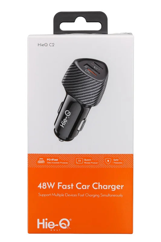 HIEQ C2 48W Fast Car Charger – Multi-Port, Safe Protection | High-Speed Charging for All Your Devices