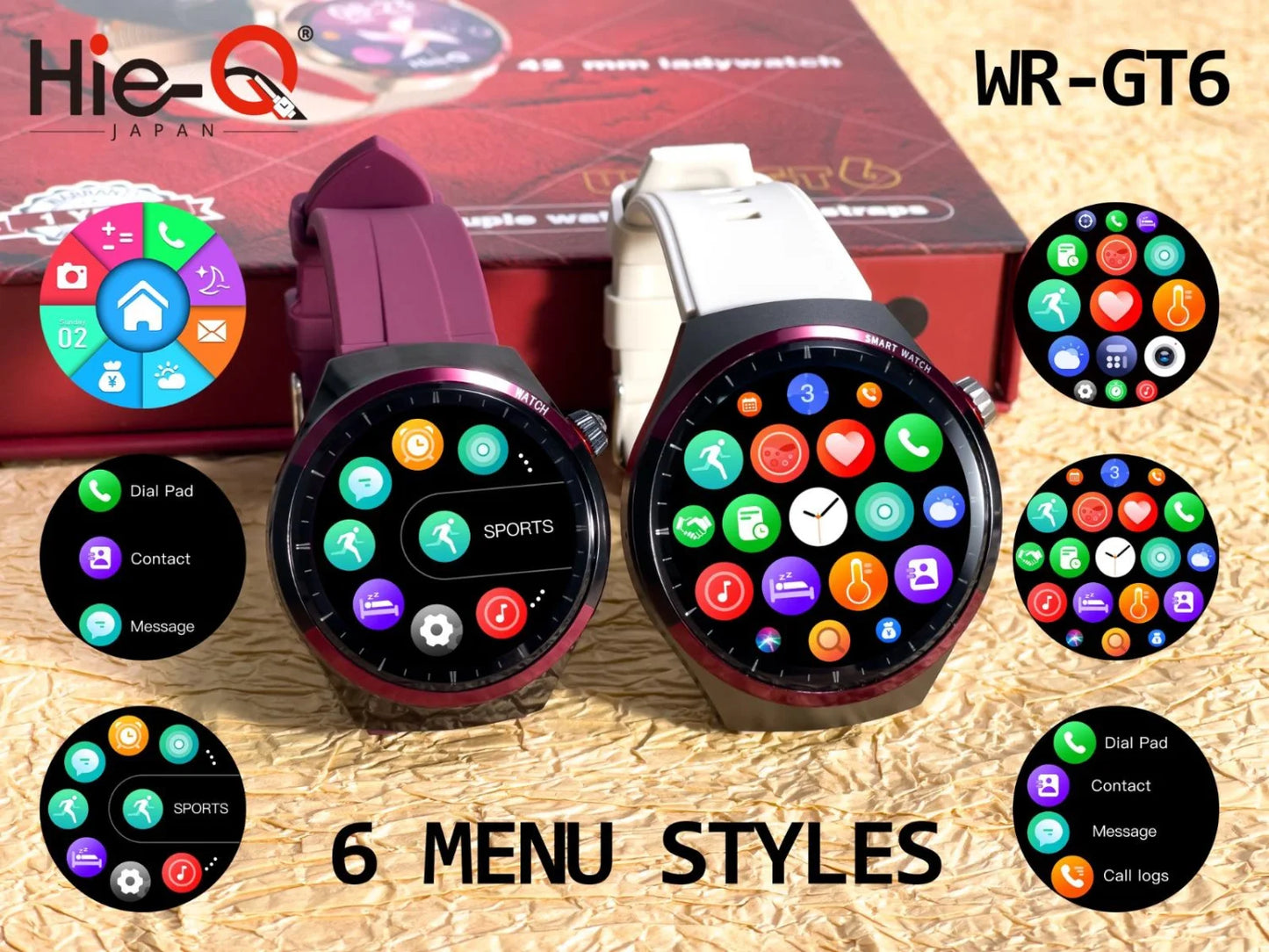 HIE-Q WR-GT6 Smart Watch for Women & Men | Bluetooth Calling | HD Display | Health & Fitness Monitoring | Customizable Straps & Watch Faces