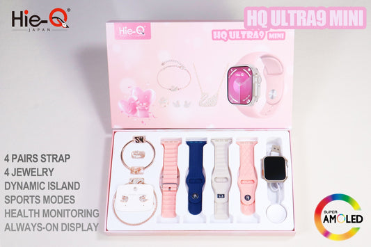 HQ ULTRA 9MINI Smart Watch | Pink | Wireless Charging | Lady Imitation Jewelry | Extra Strap | Complete Package | Model HQULTRA9MINI