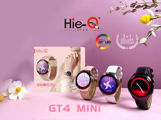 HIE-Q GT4 MINI Smart Watch | AMOLED Display | Calling Functionality | Fitness Tracking | 3 Interchangeable Straps | Compatible with Android and iOS