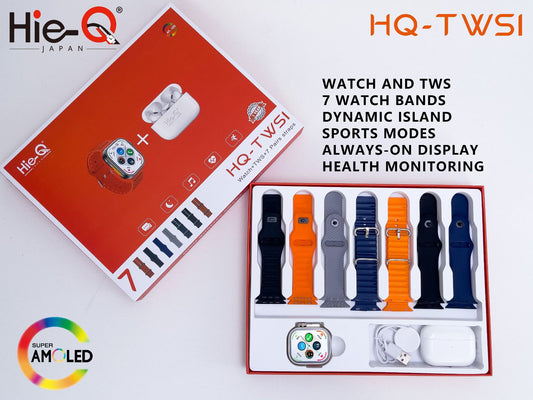 HIE-Q HQ-TWSI Smart Watch | 7 Straps Belt | Dynamic Island | Sports Modes | Always-On Display | Health Monitoring