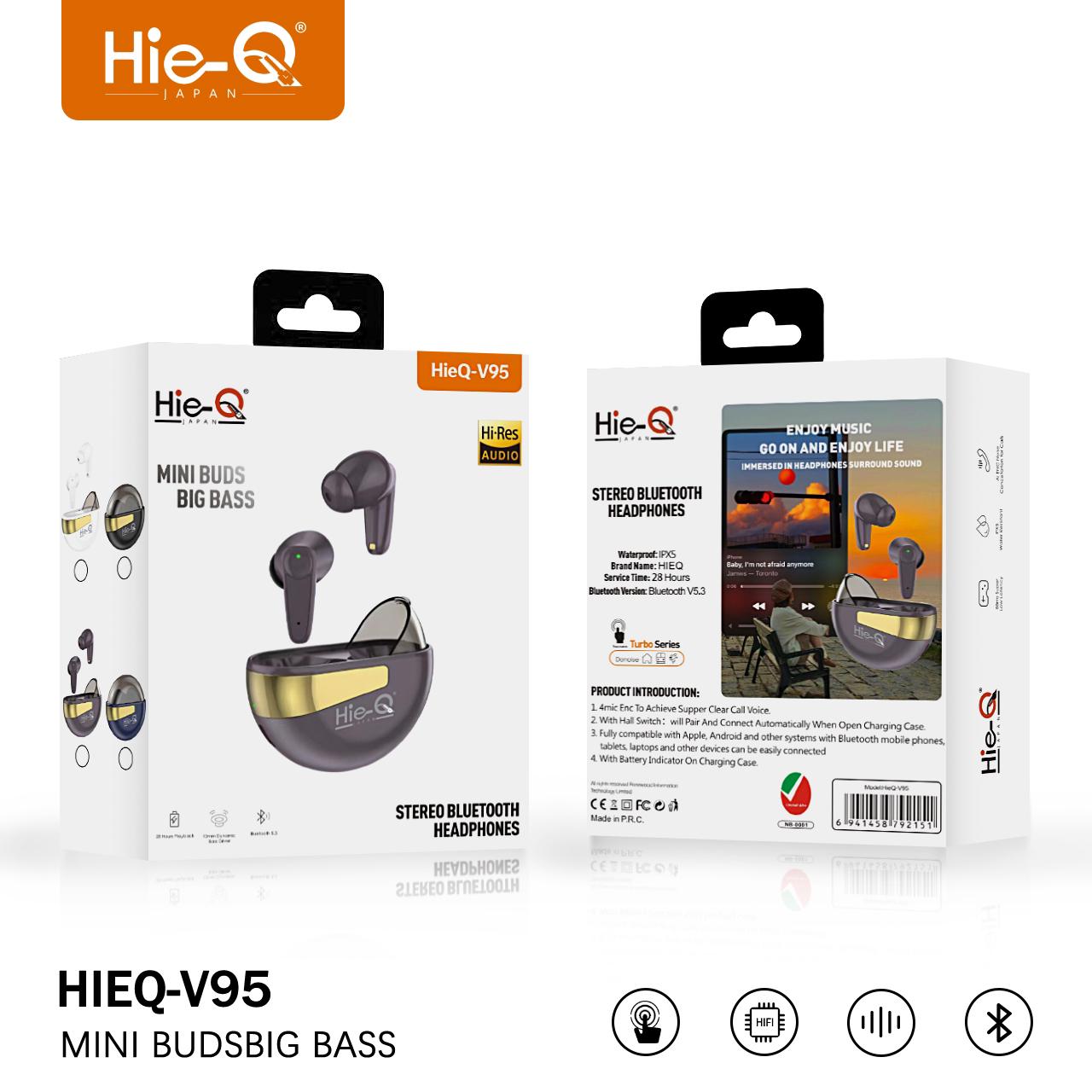 HIE-Q V95 Wireless Earbuds | 40 Hours Playtime | ENC Noise Reduction | Bluetooth 5.3 | 1-Year Warranty