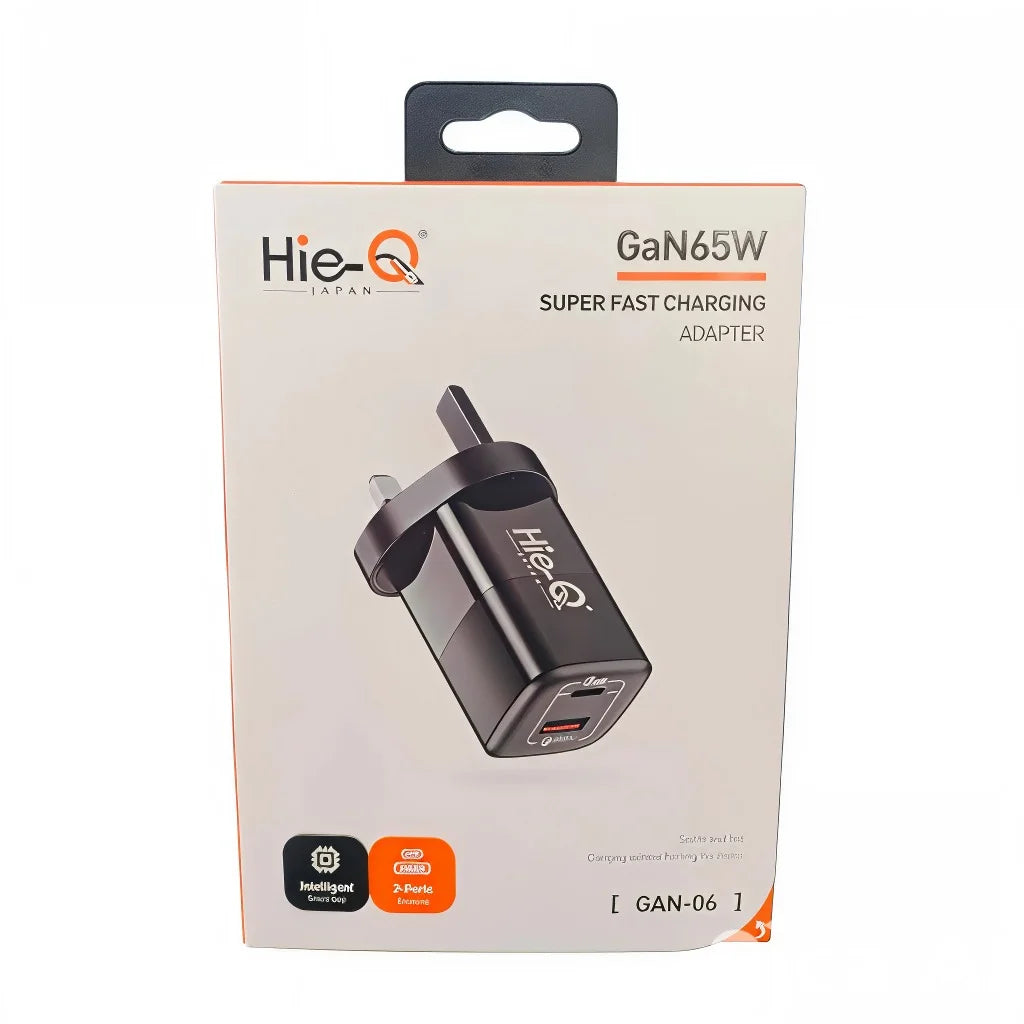 HIEQ GAN-06 Fast Charging Adapter – 6 Multi-Port, 18W QC3.0 Support | Ultra-Fast Charging for Multiple Devices