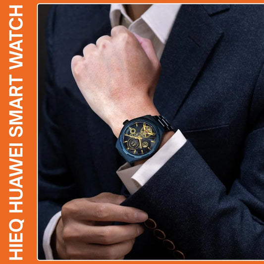 Hie-Q Smart Watch (Blue Edition) – Premium AMOLED Display, HUAWEI Smart Movement | Fitness & Health Monitoring, Waterproof, Wireless Charging