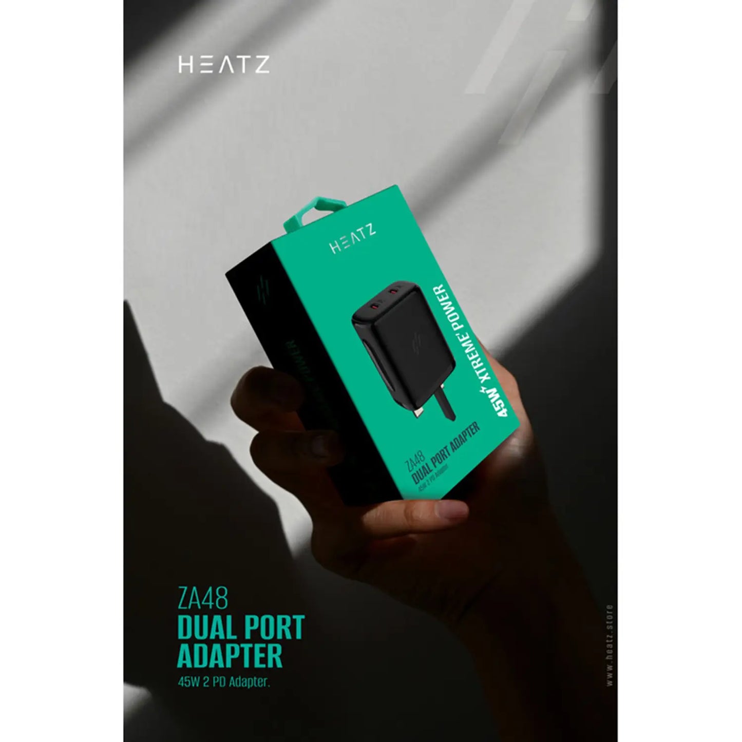 Heartz 45W Xtreme Power Dual Port Adapter Black – ZA48
