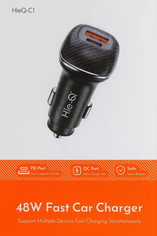 HIEQ C1 48W Fast Car Charger – Multi-Port, Smart Intelligent Chip | High-Speed Charging for Your Devices on the Go