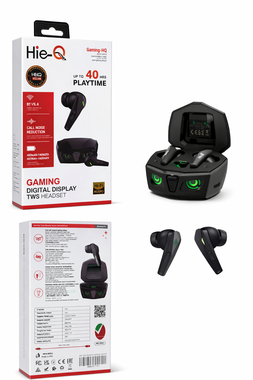 HIEQ GAMING Wireless Earbuds – 40 Hours Playtime