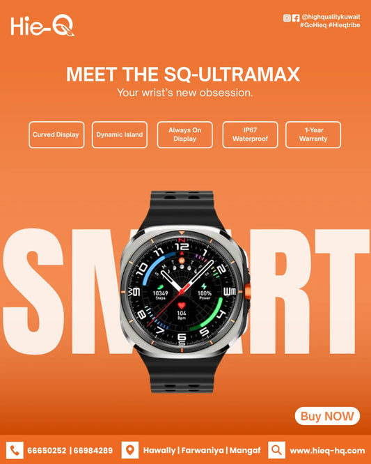 Hie-Q SQ - Ultra Max Smart Watch | Super AMOLED Display | Full Waterproof | Health Monitoring | 1-Year Warranty